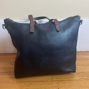 Madewell Zip-Top Black Leather Bag